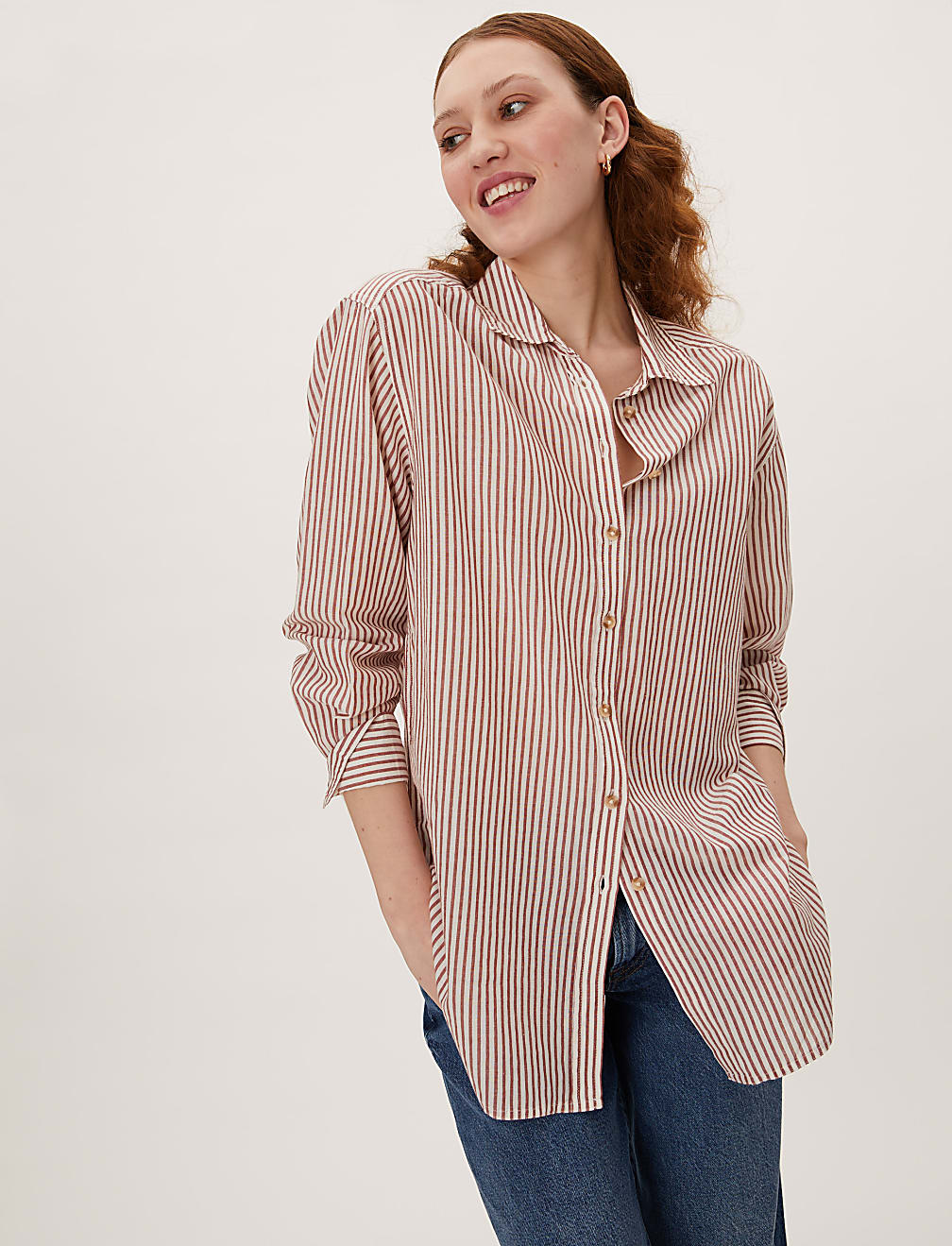 Pure Cotton Striped Long Sleeve Shirt