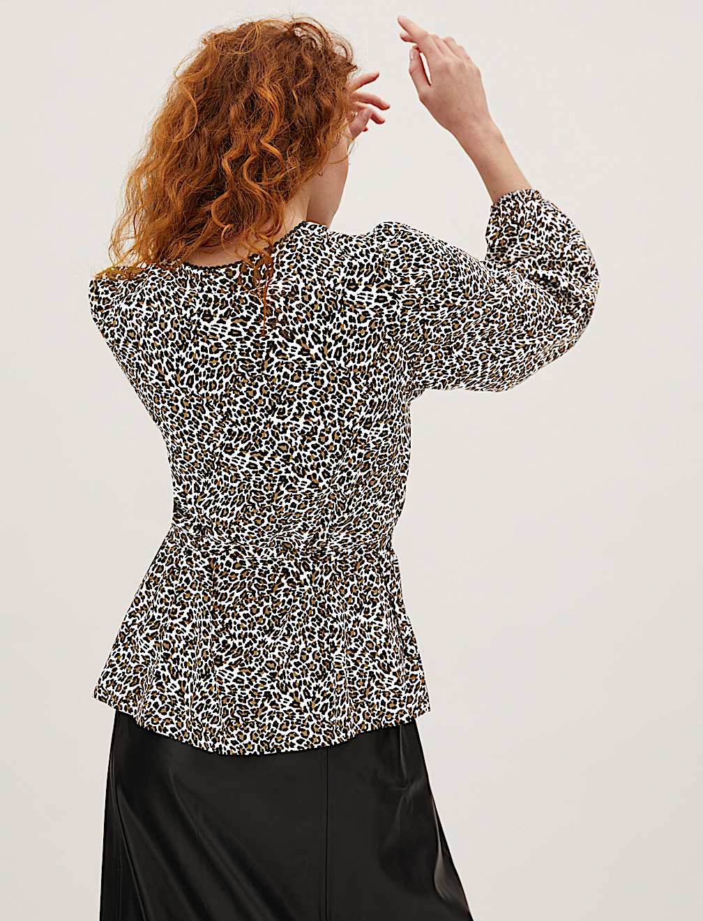 Printed V-Neck Tie Front Blouse