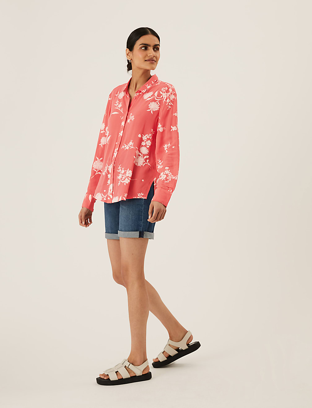 Floral Regular Fit Longline Shirt