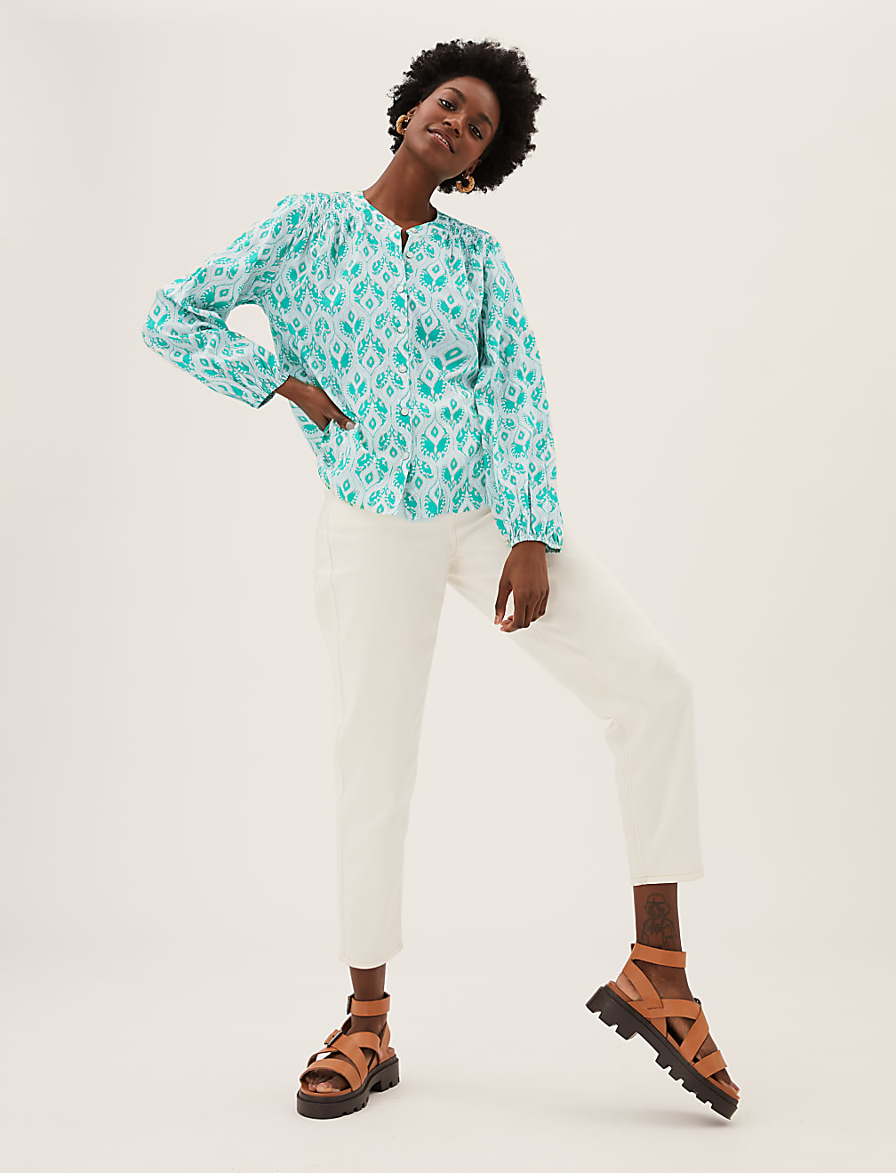 Pure Cotton Printed Regular Fit Blouse