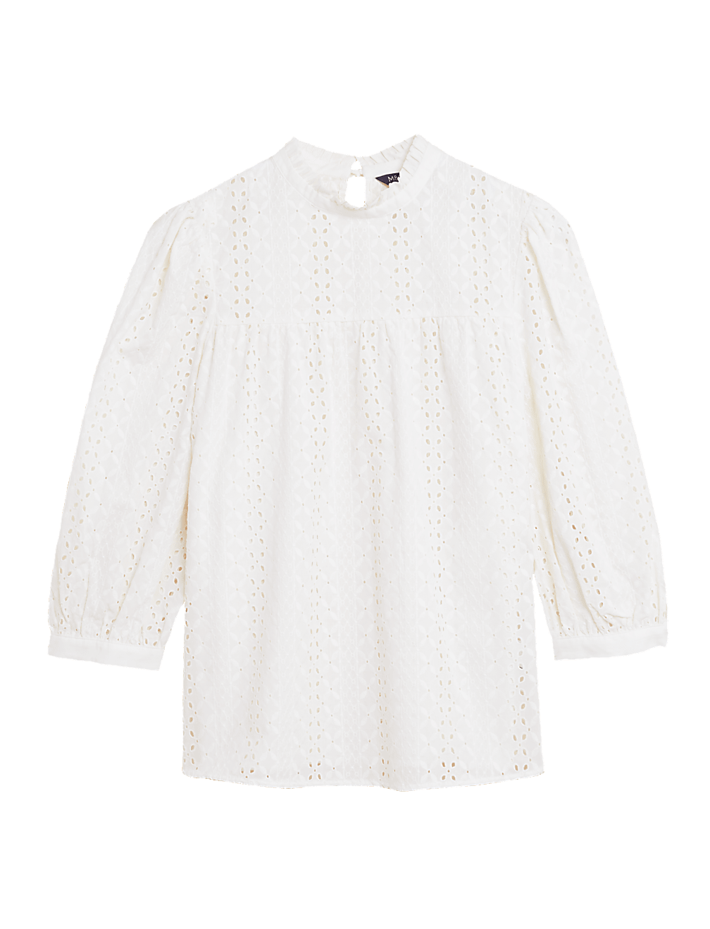 Pure Cotton Broderie 3/4 Sleeve Blouse