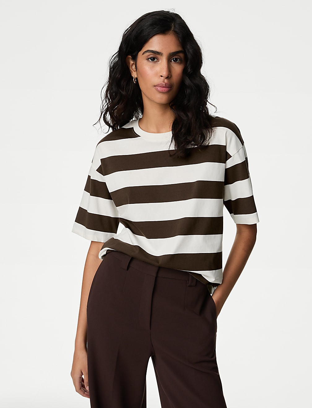 Pure Cotton Striped Boxy T-Shirt