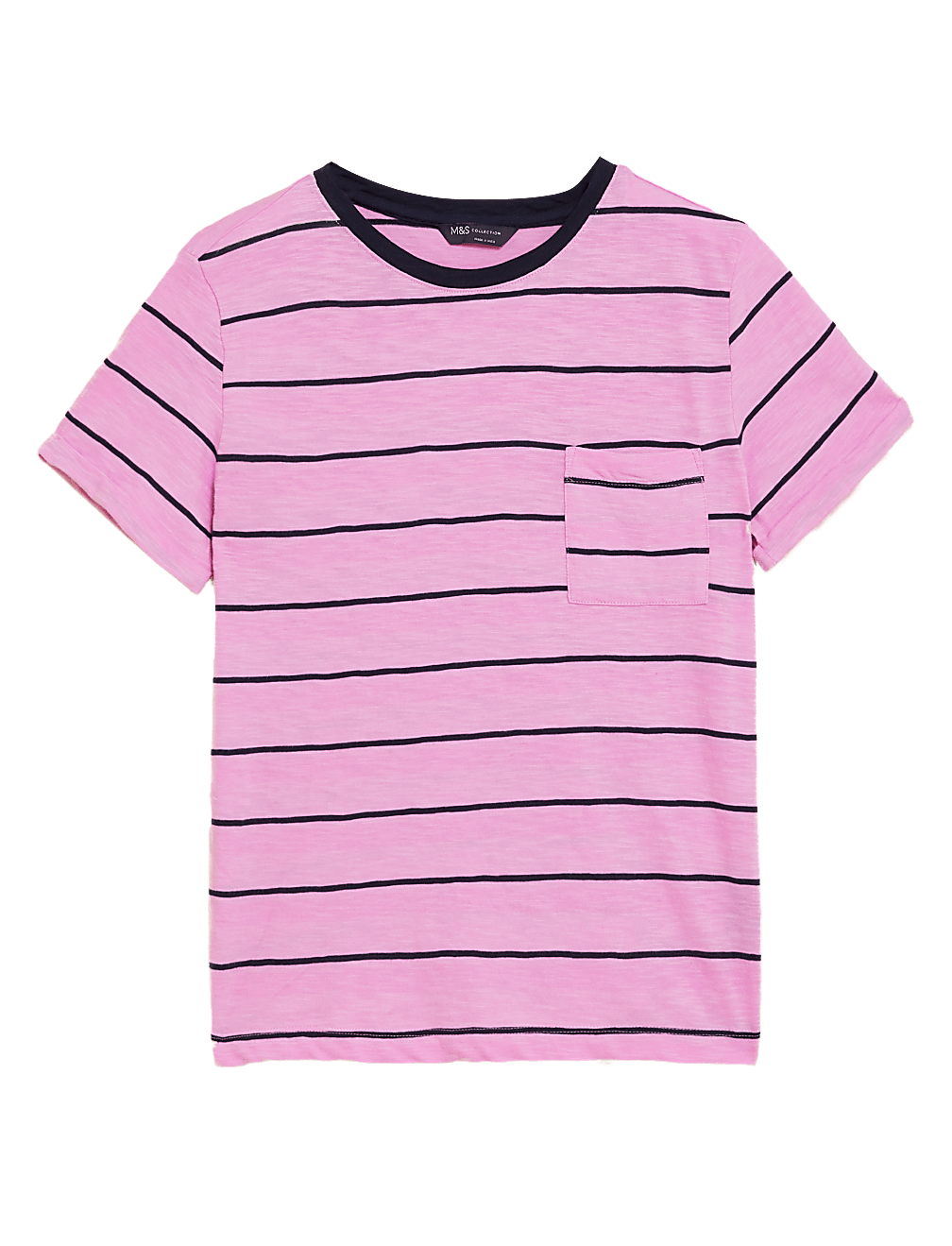 Pure Cotton Striped Crew Neck T-Shirt