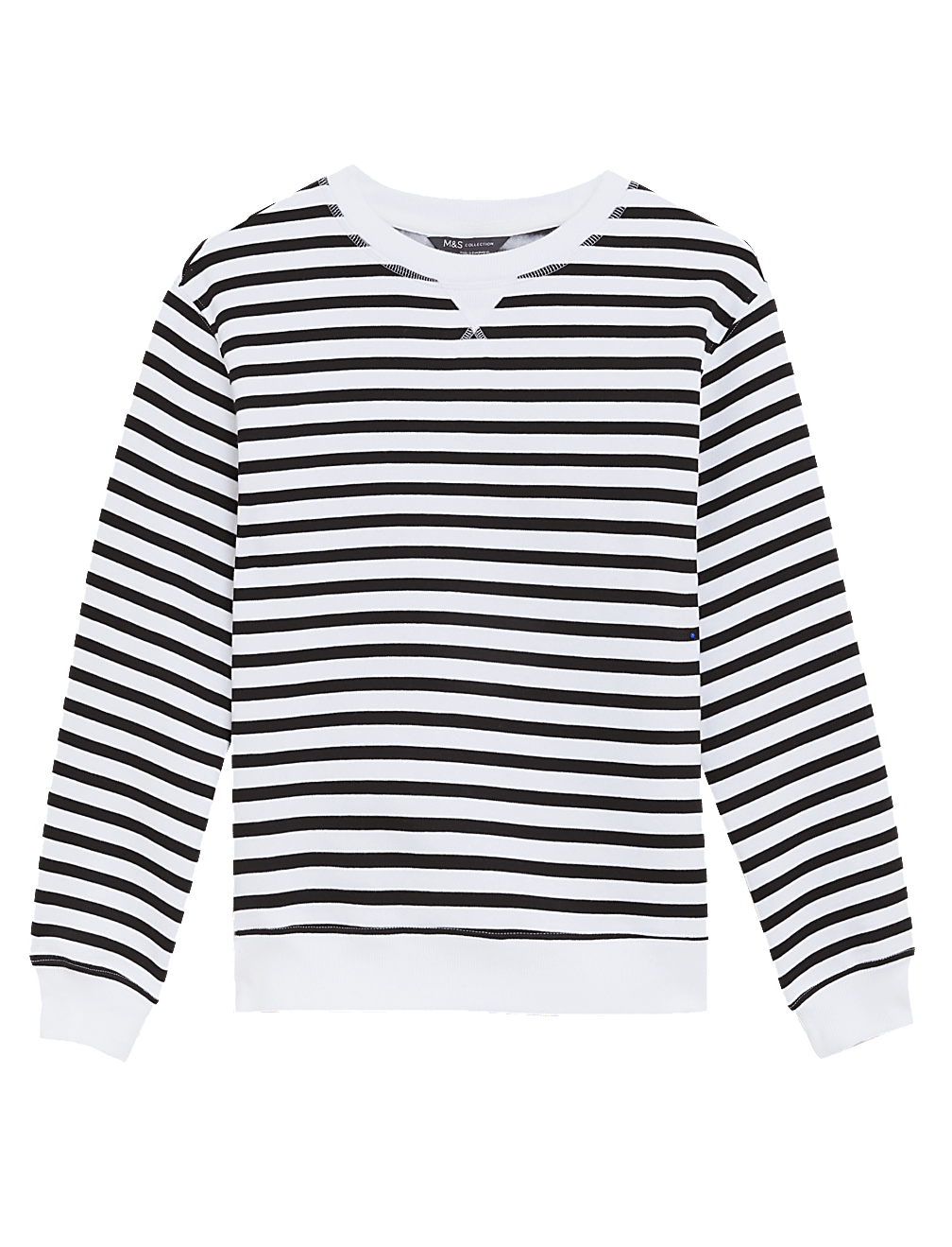 Cotton Rich Striped Crew Neck Sweatshirt