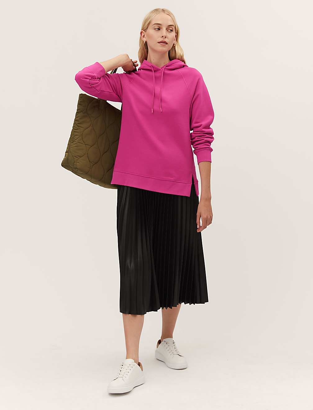 Pure Cotton Long Sleeve Longline Hoodie