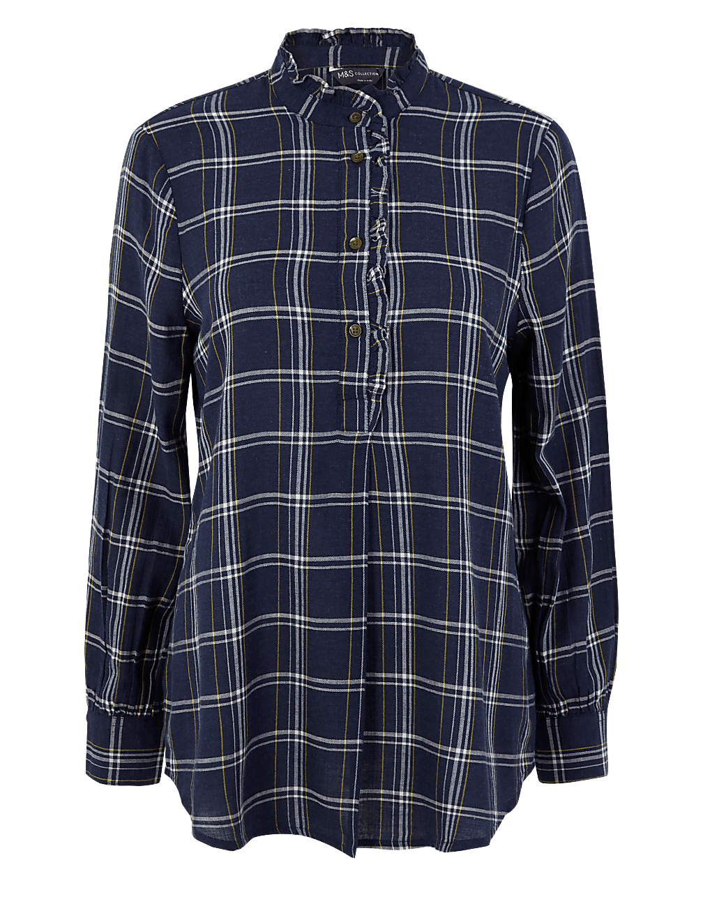 Cotton Rich Checked Longline Shirt