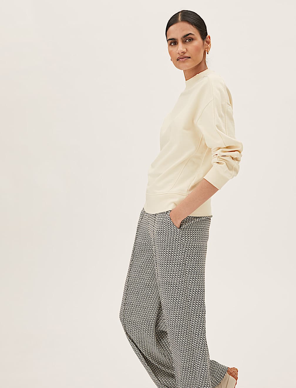 Pure Cotton High Neck Sweatshirt