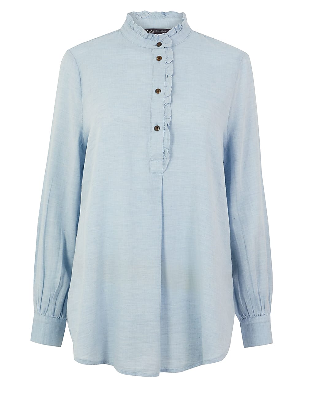 Cotton Rich Ruffled Longline Blouse
