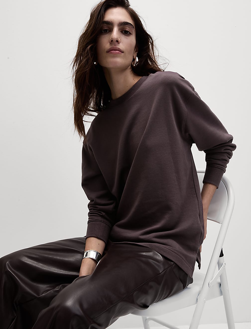 Cotton Rich Oversized Longline Sweatshirt