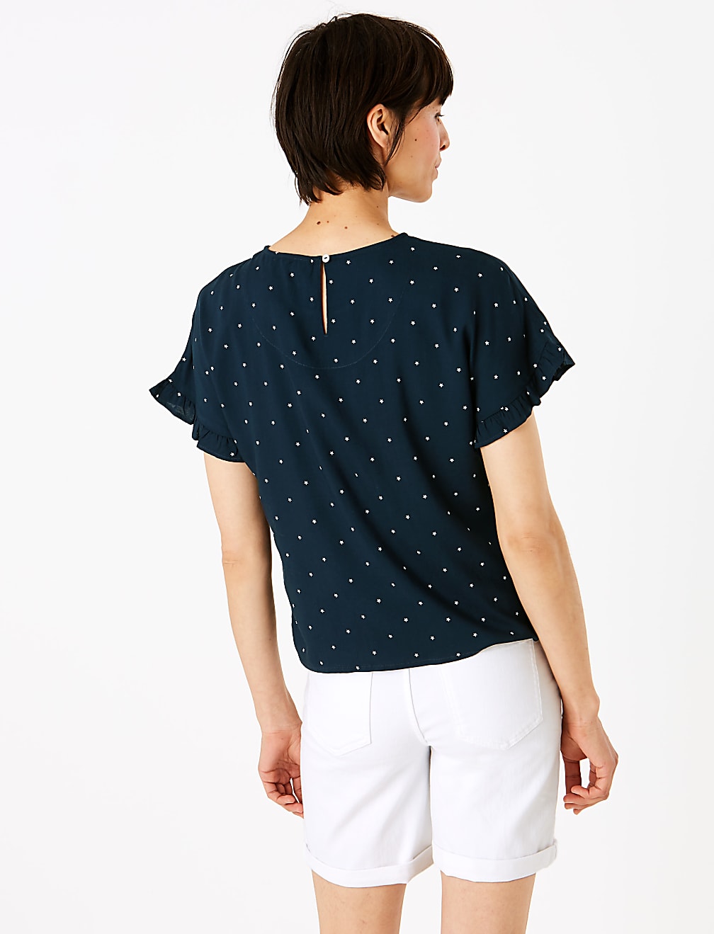 Printed Short Sleeve Blouse