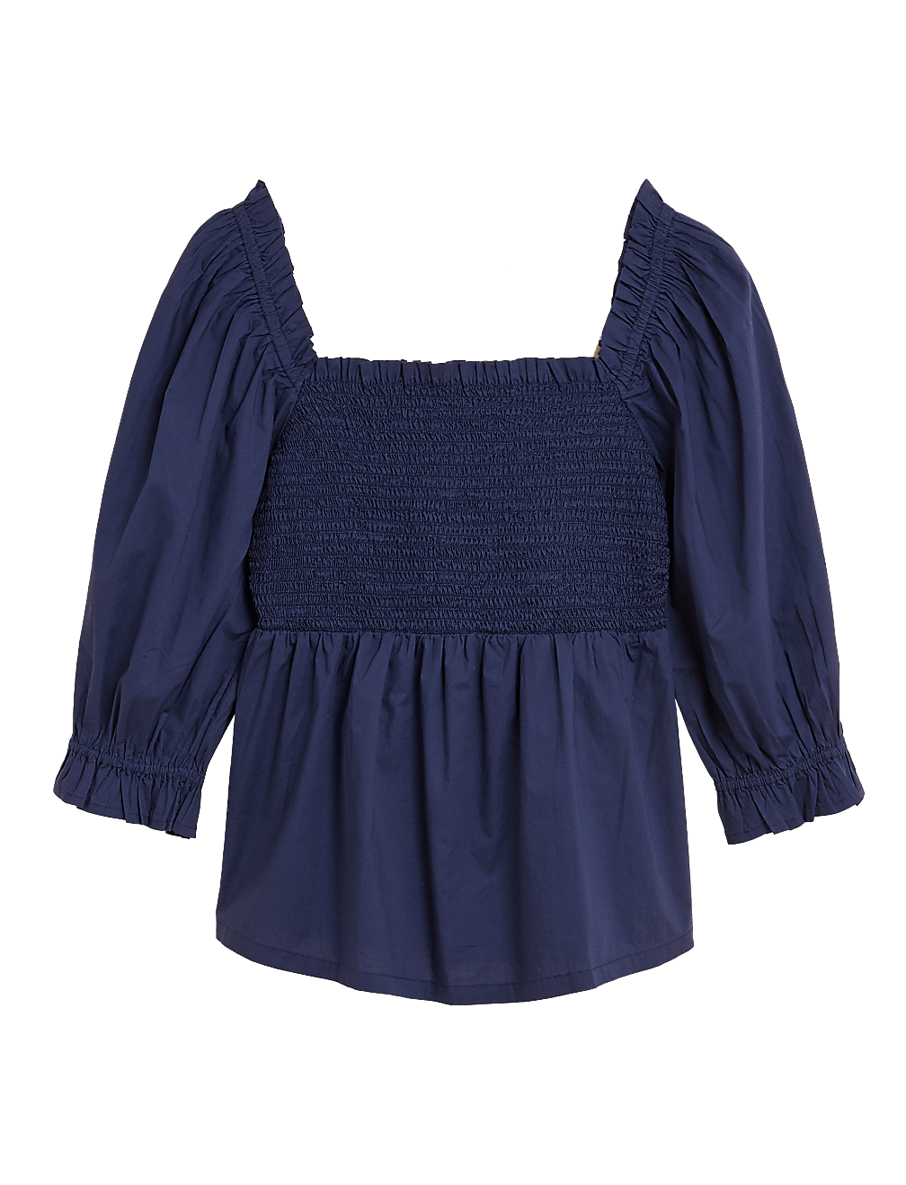 Pure Cotton Square Neck 3/4 Sleeve Top