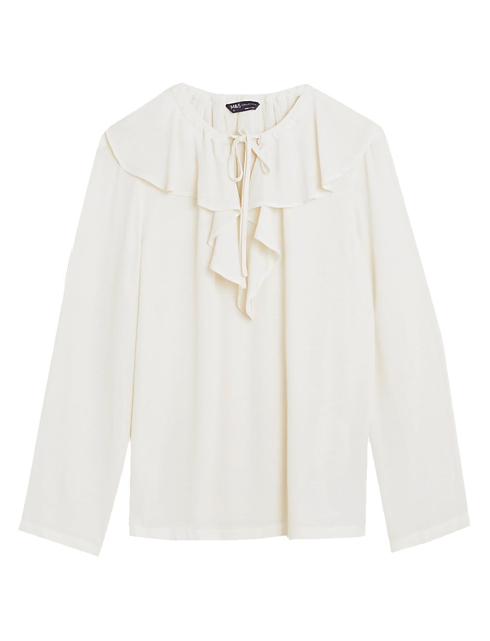 Tie Neck Ruffle Long Sleeve Blouse