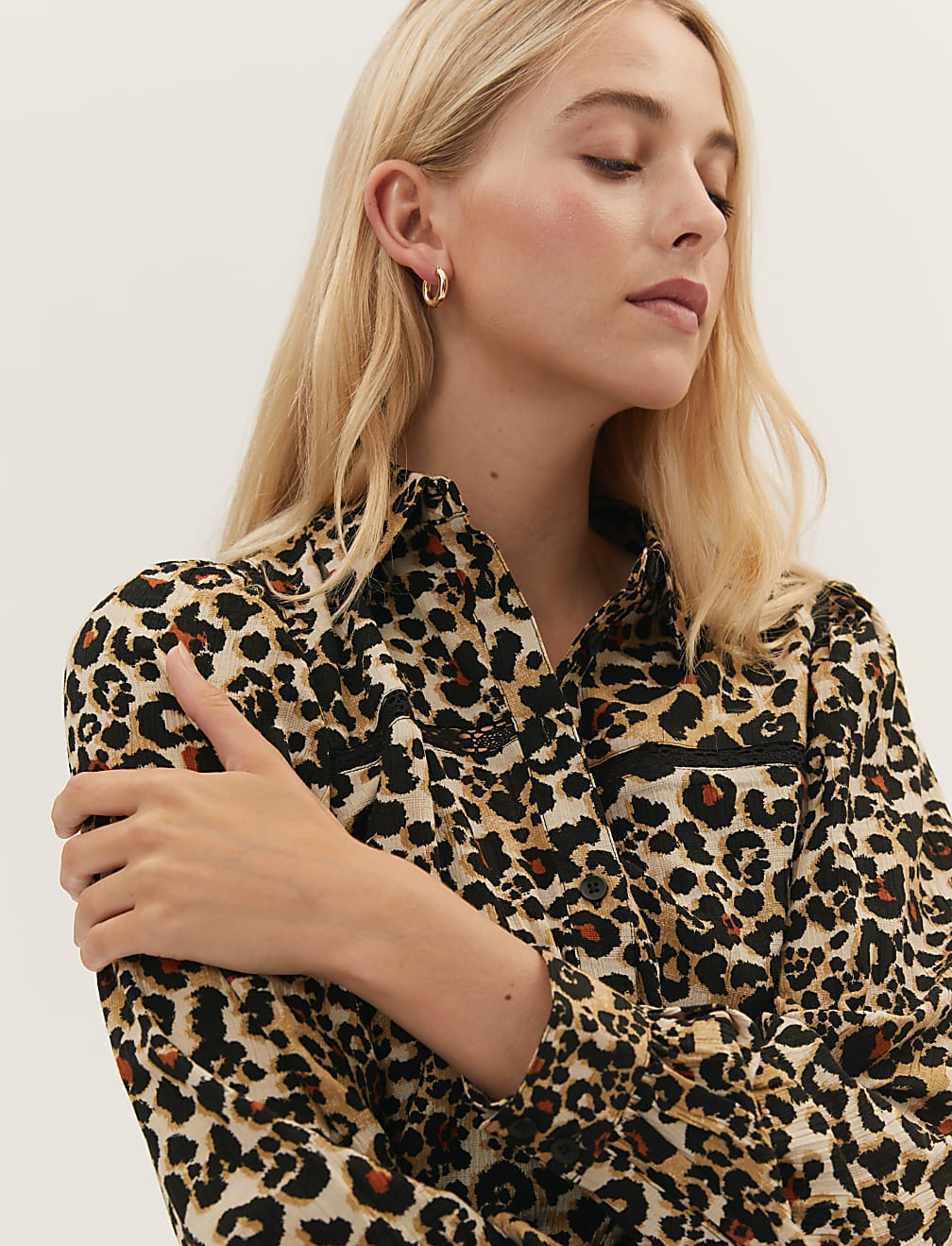 Cotton Blend Printed Long Sleeve Shirt