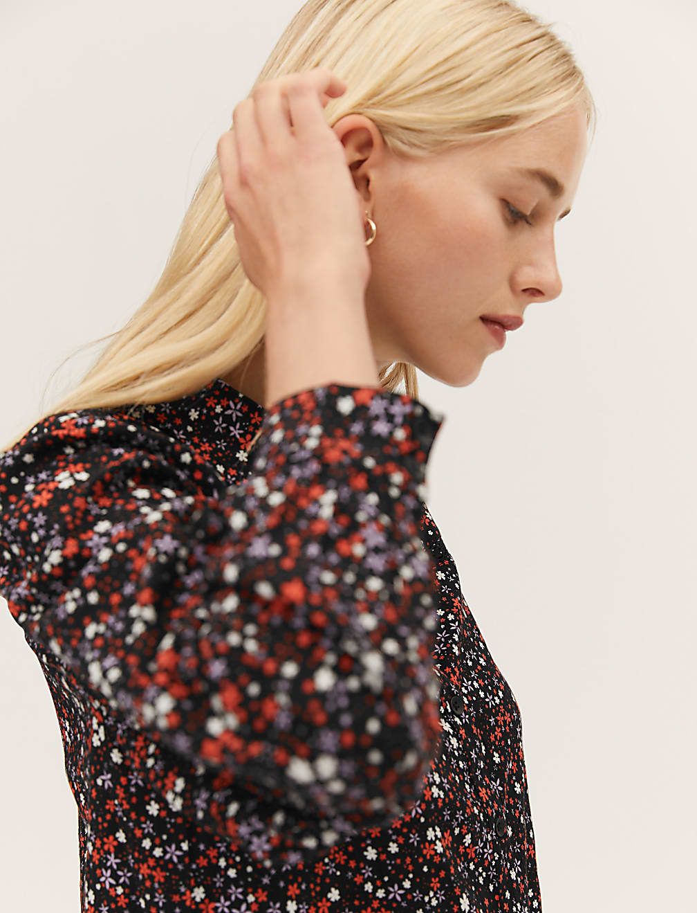 Cotton Blend Printed Long Sleeve Shirt