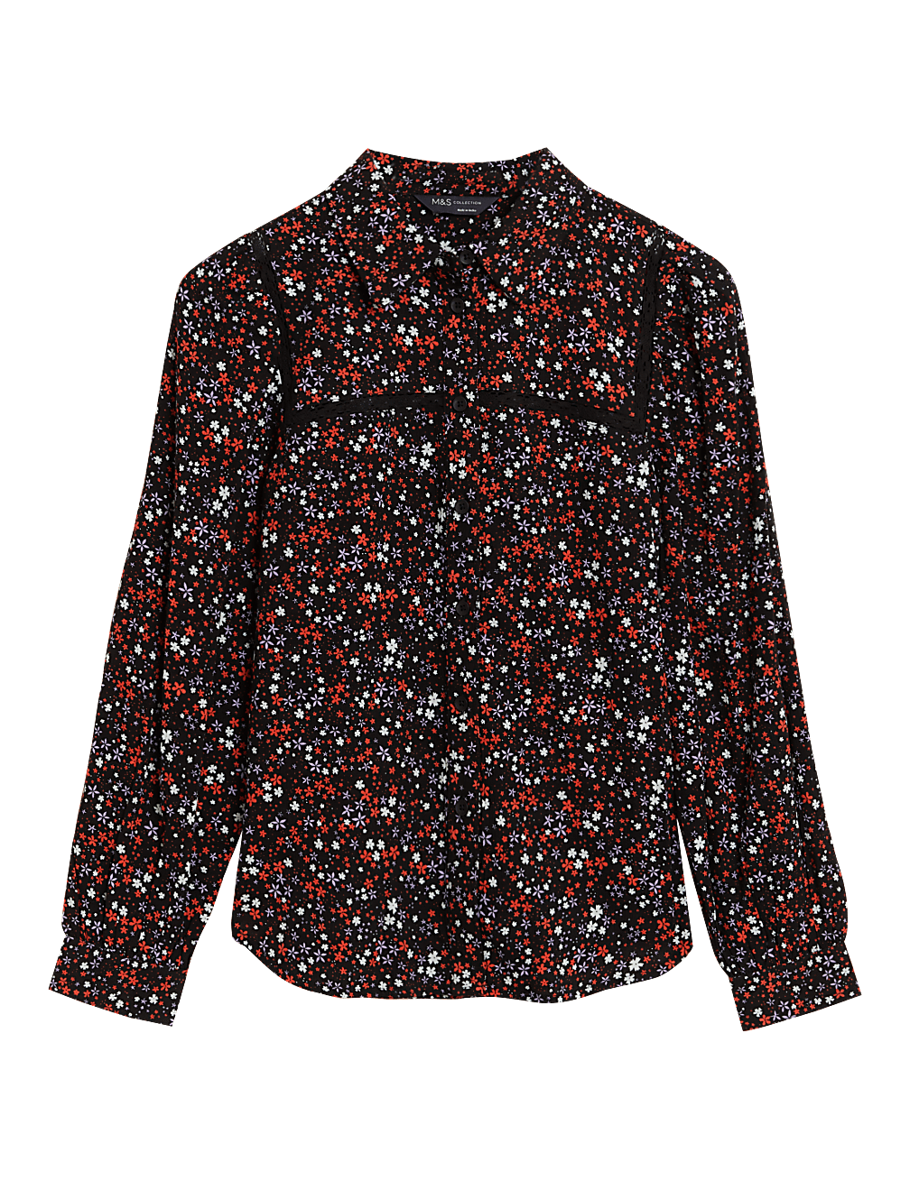 Cotton Blend Printed Long Sleeve Shirt