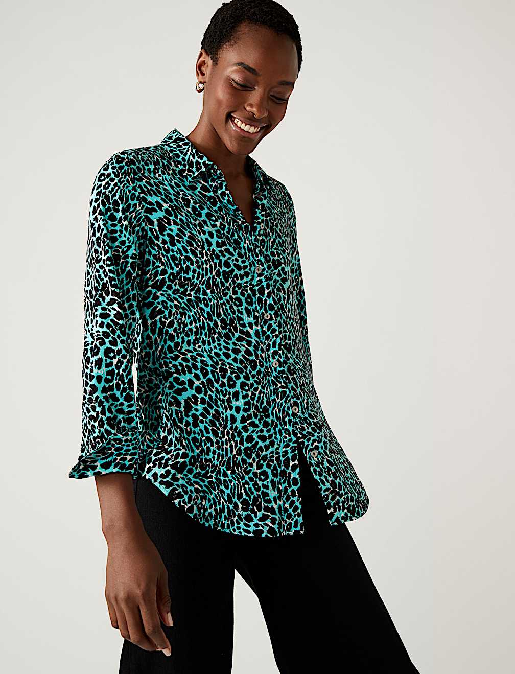 Printed Collared Long Sleeve Shirt