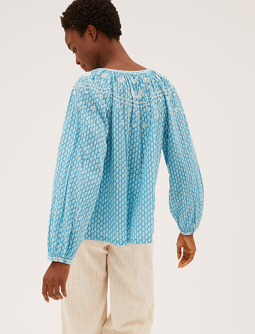 Pure Cotton Printed Long Sleeve Blouse