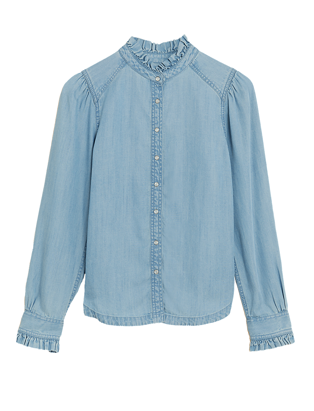 Tencel™ Denim High Neck Long Sleeve Shirt