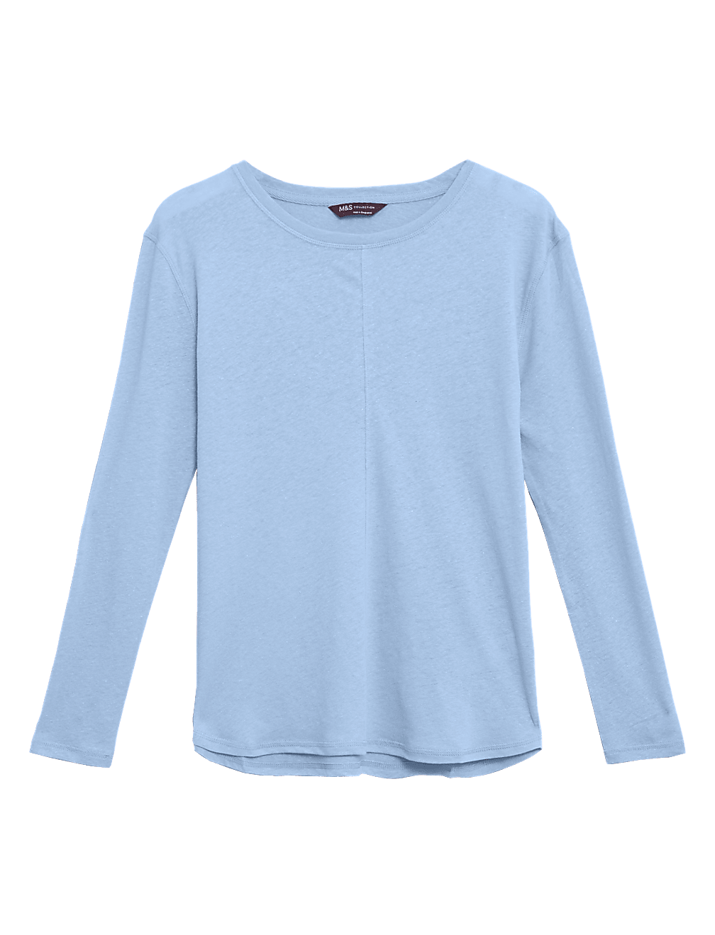 Linen Crew Neck Straight fit  Long Sleeve Top