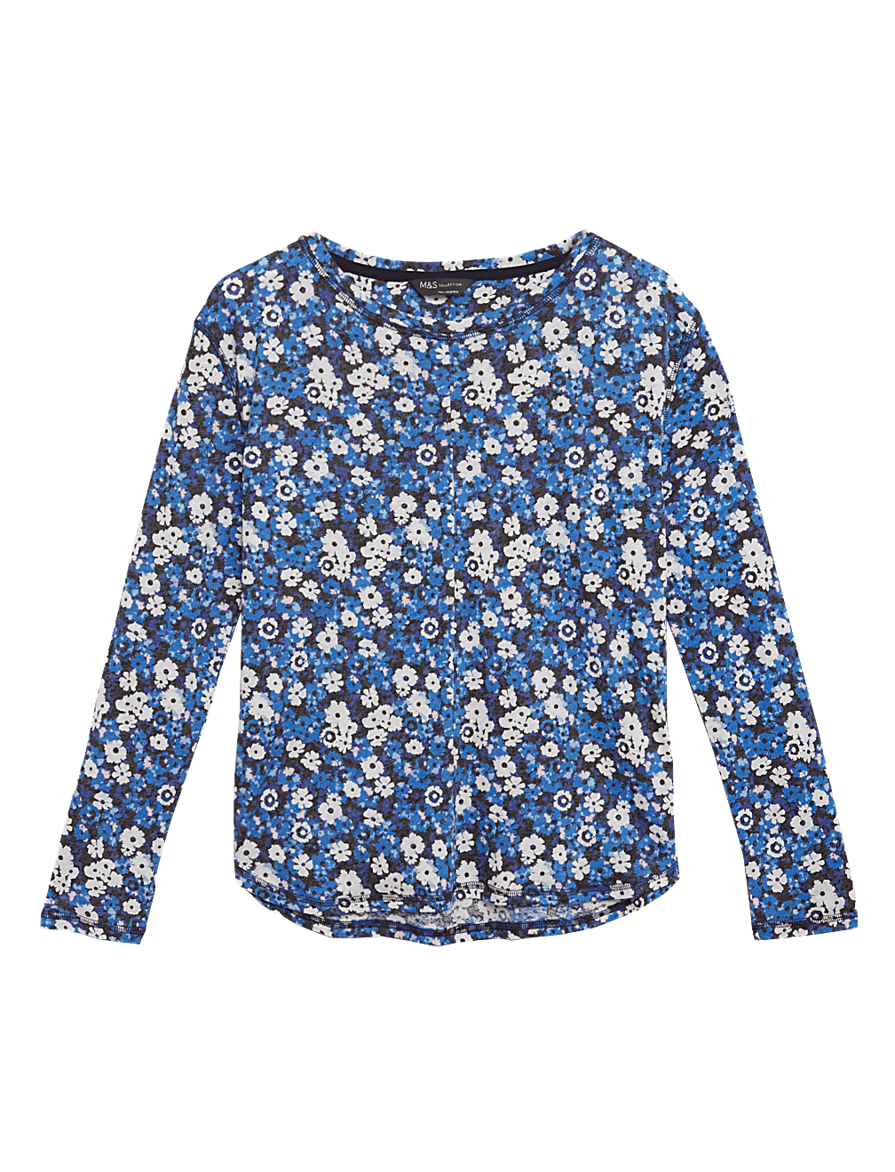 Linen Floral Straight Fit Long Sleeve Top