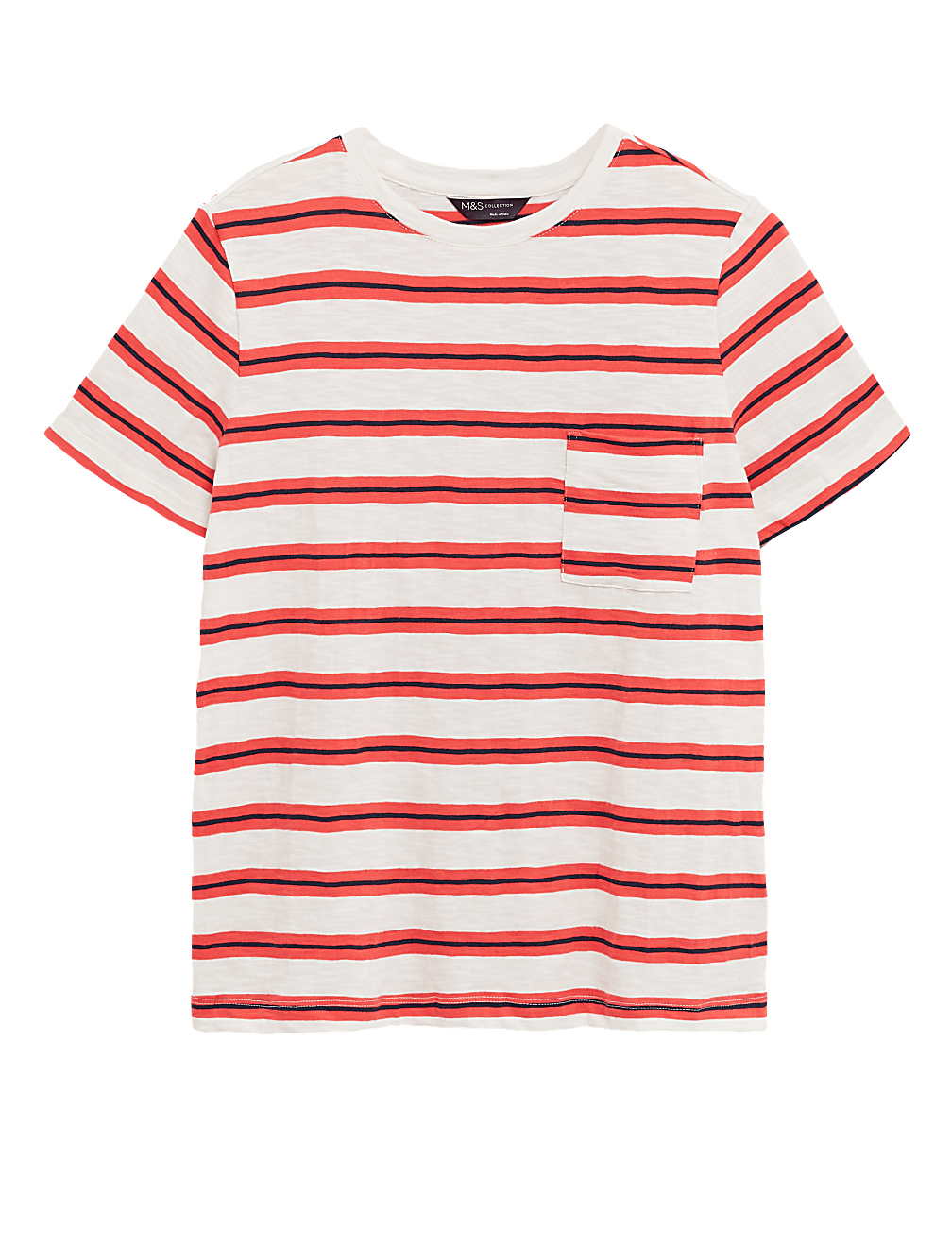 Pure Cotton Striped Crew Neck T-Shirt