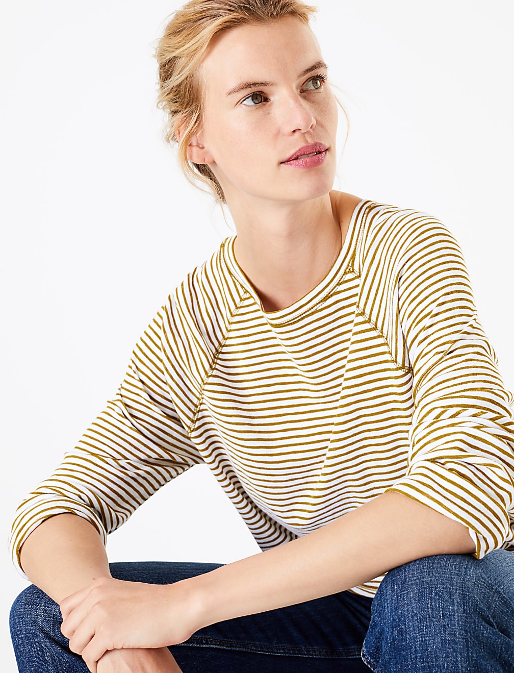 Cotton Rich Striped Regular Fit Top