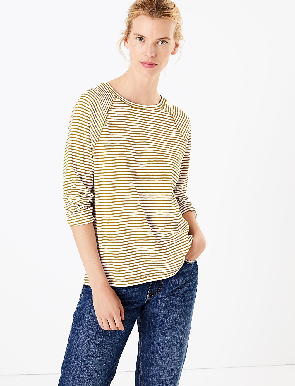 Cotton Rich Striped Regular Fit Top