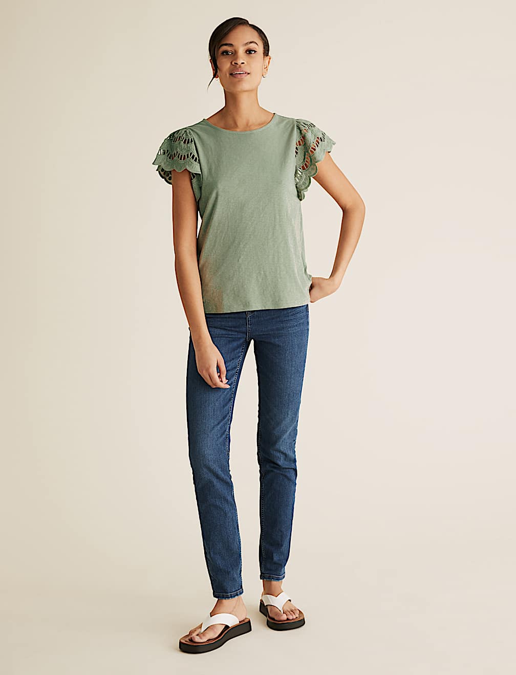 Pure Cotton Embroidered Vest Top