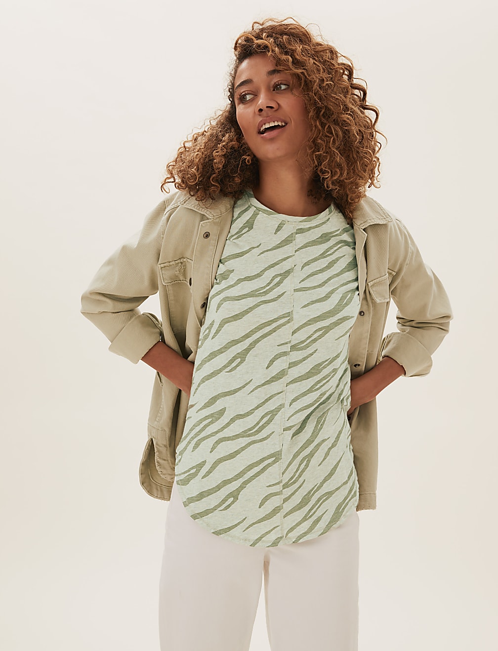 Pure Cotton Printed Longline T-Shirt