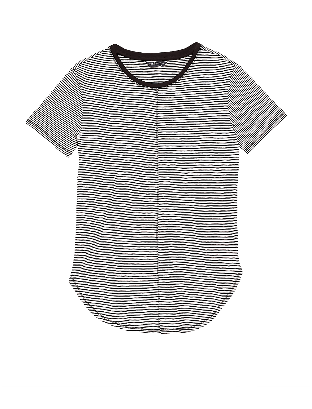 Pure Cotton Striped Longline T-Shirt