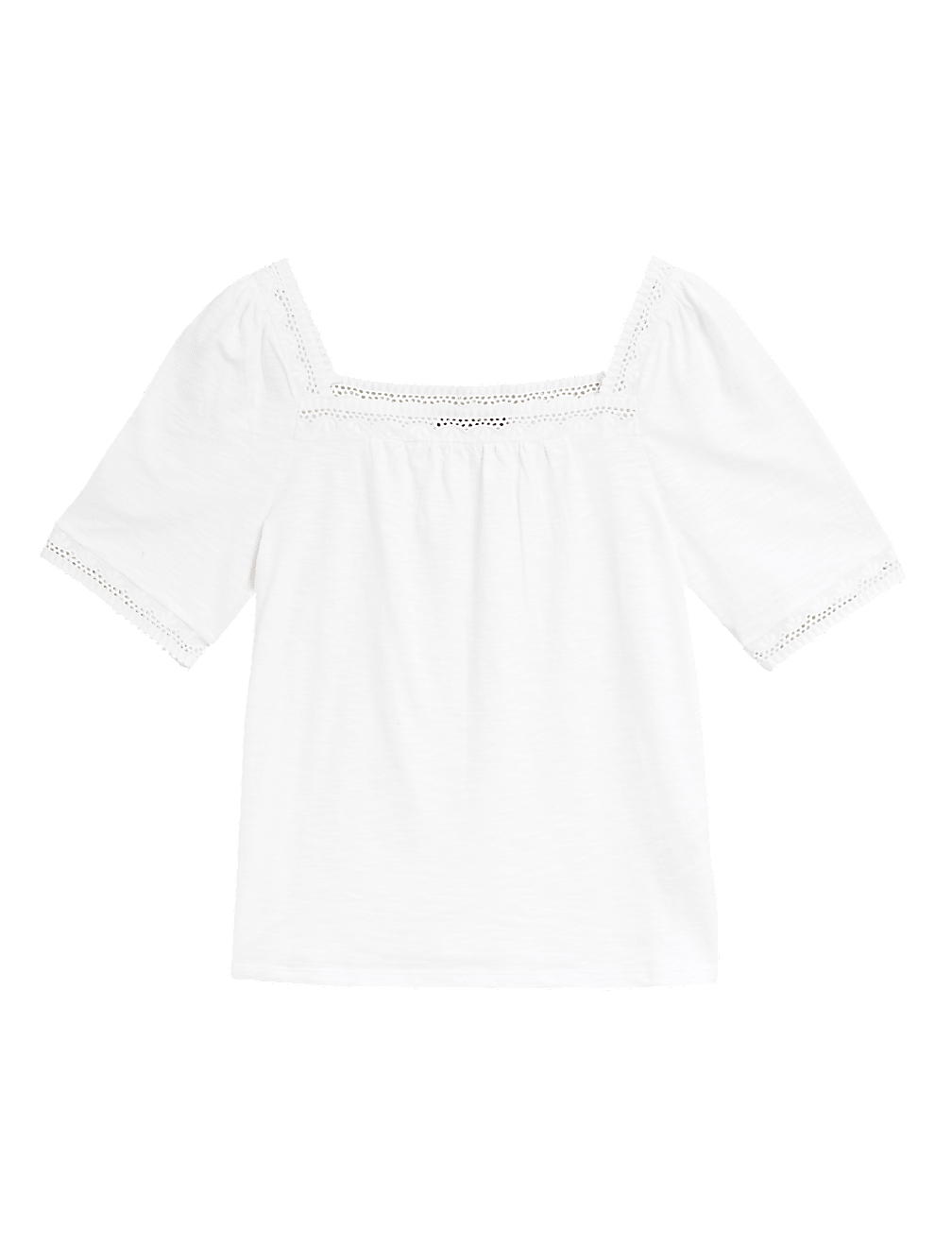 Pure Cotton Embroidered Square Neck Top