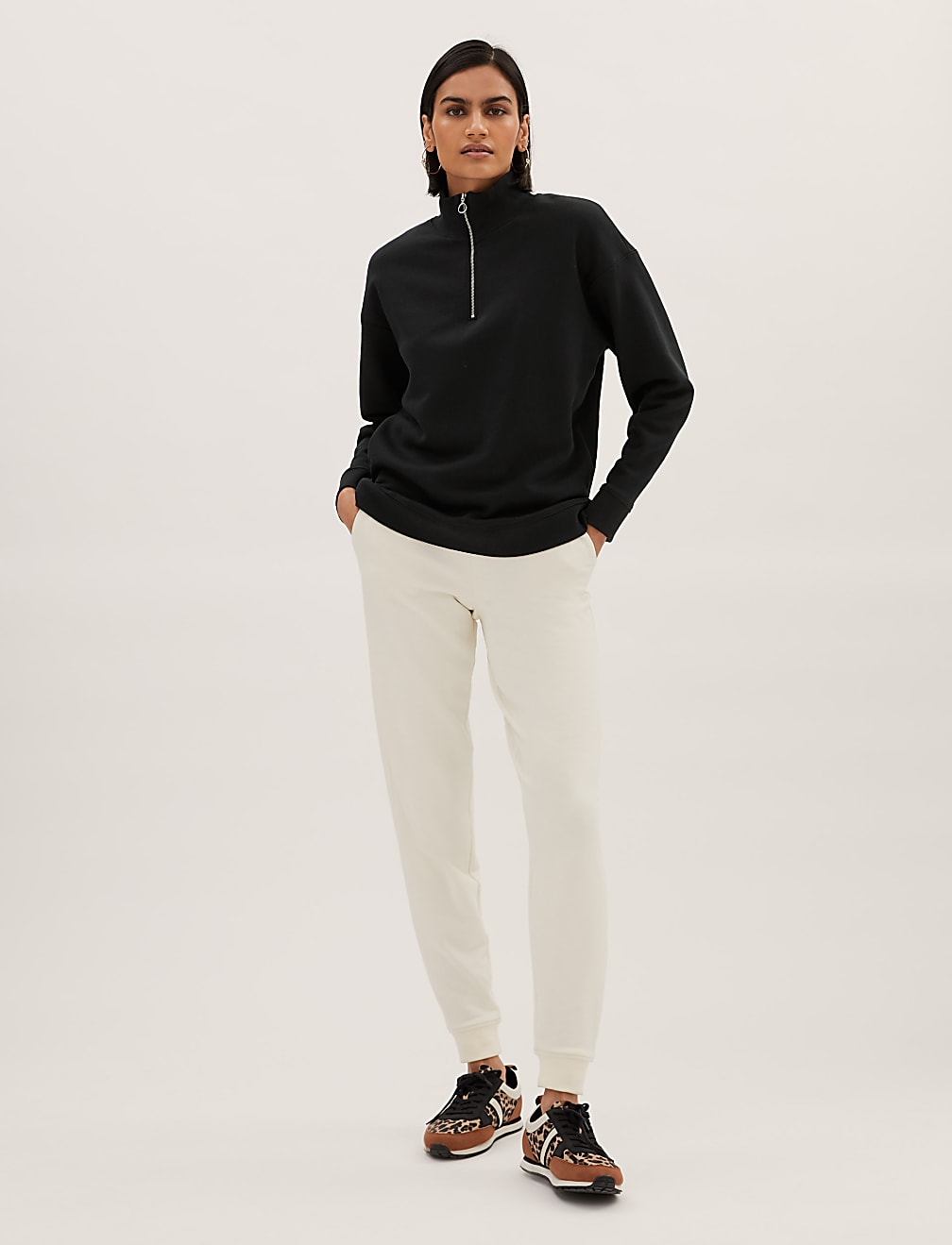 Cotton Rich High Neck Relaxed Sweatshirt
