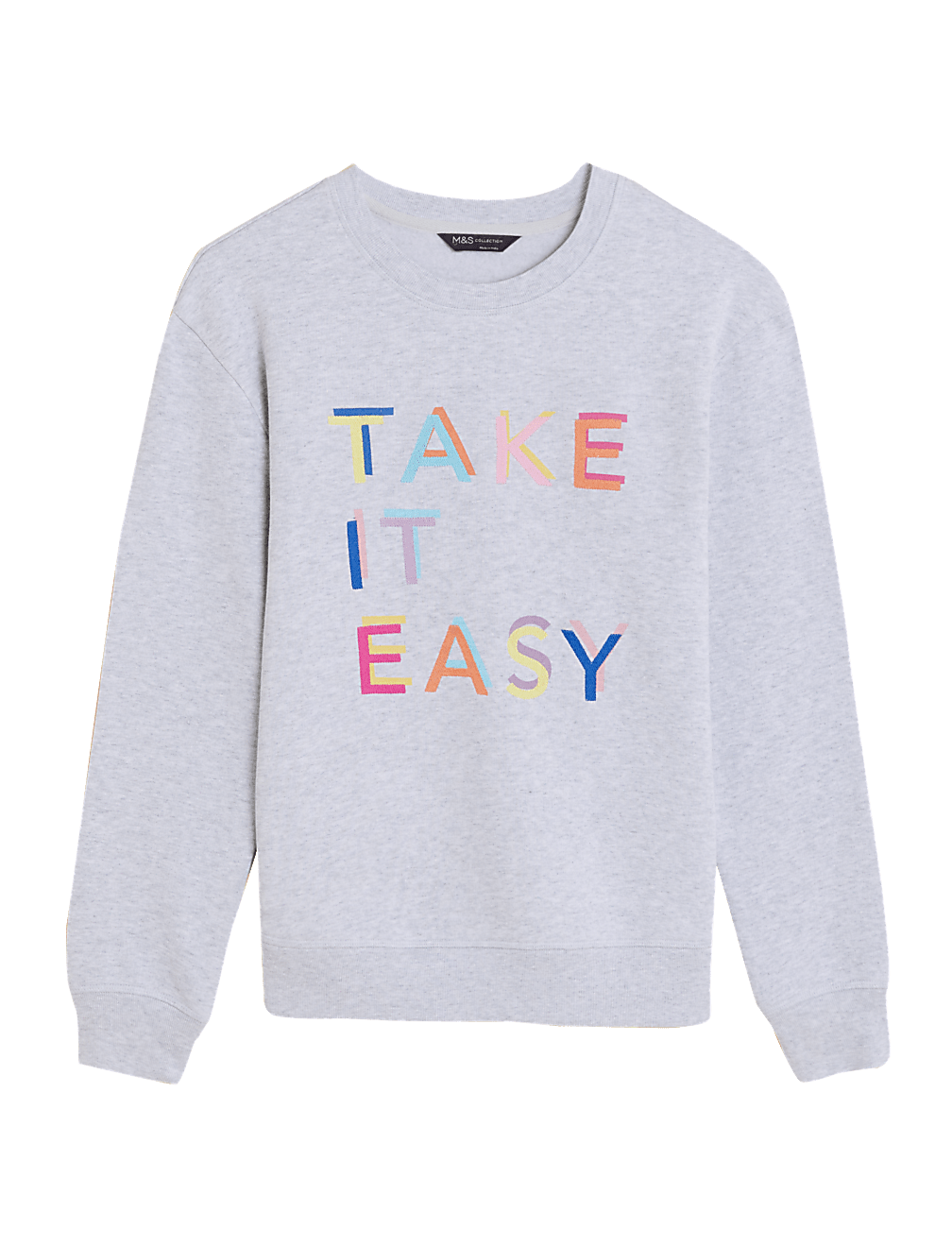 Cotton Rich Slogan Crew Neck Sweatshirt