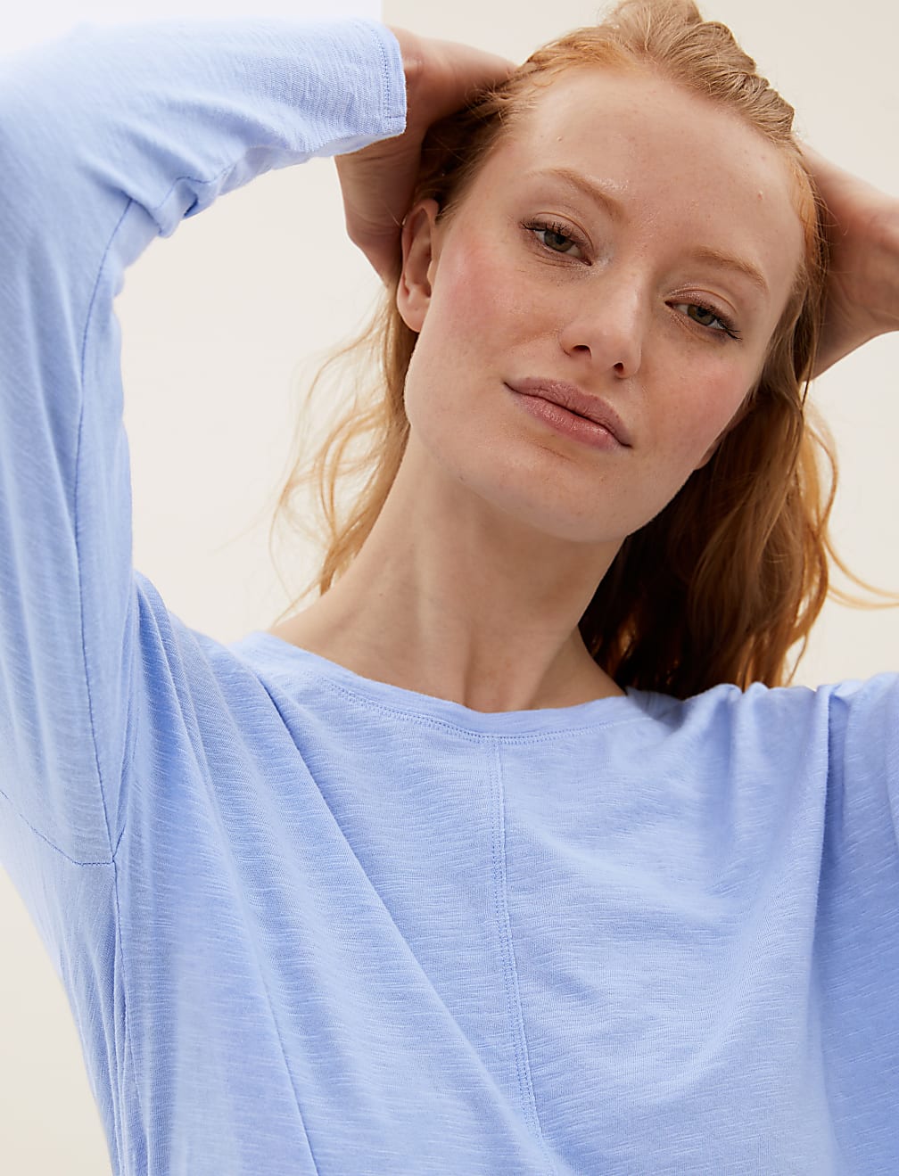 Pure Cotton Long Sleeve Longline Top