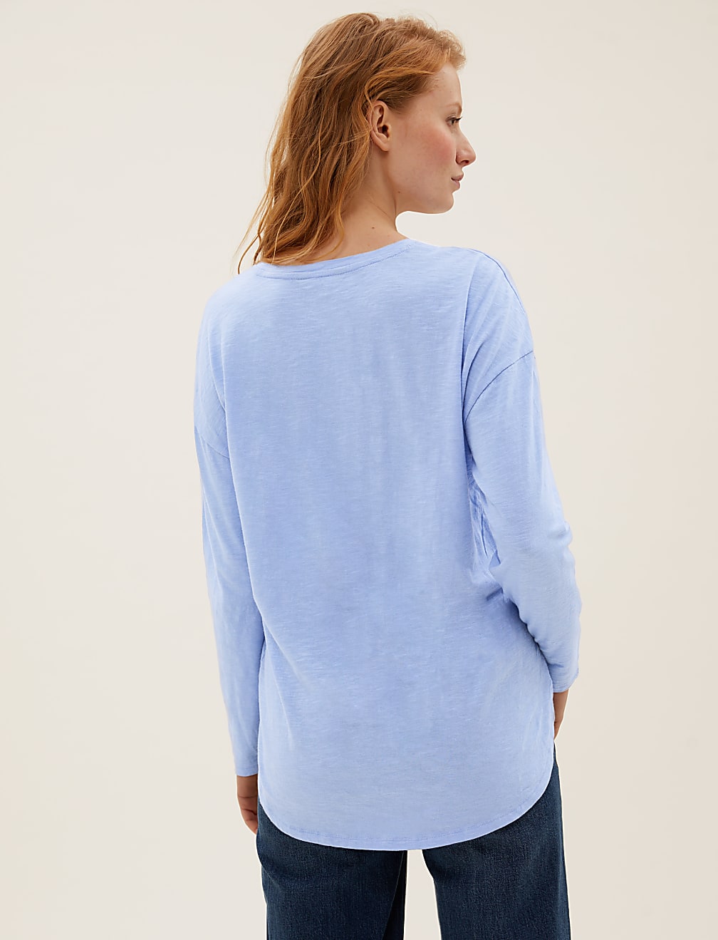 Pure Cotton Long Sleeve Longline Top