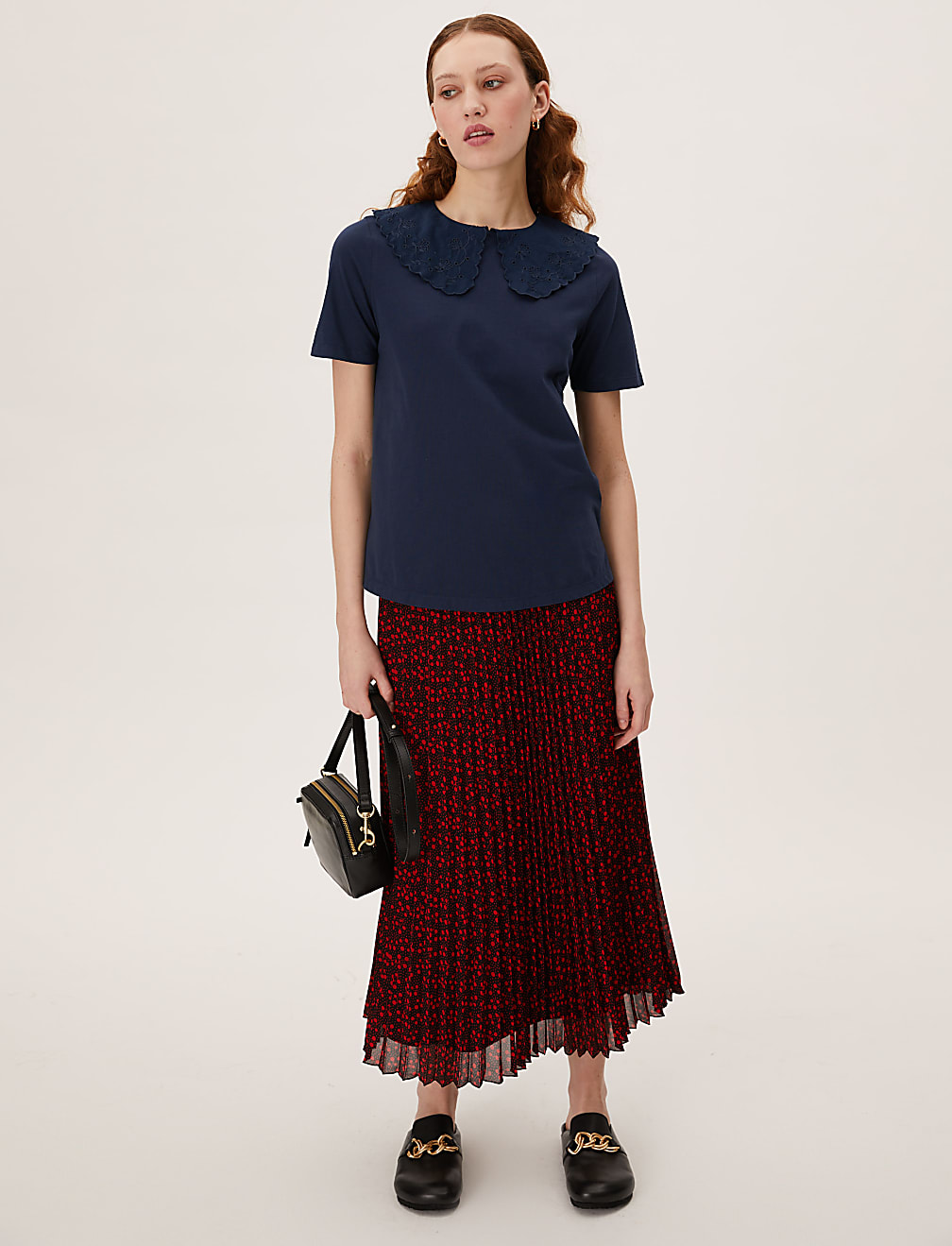 Pure Cotton Plain Peter Pan Collar Top