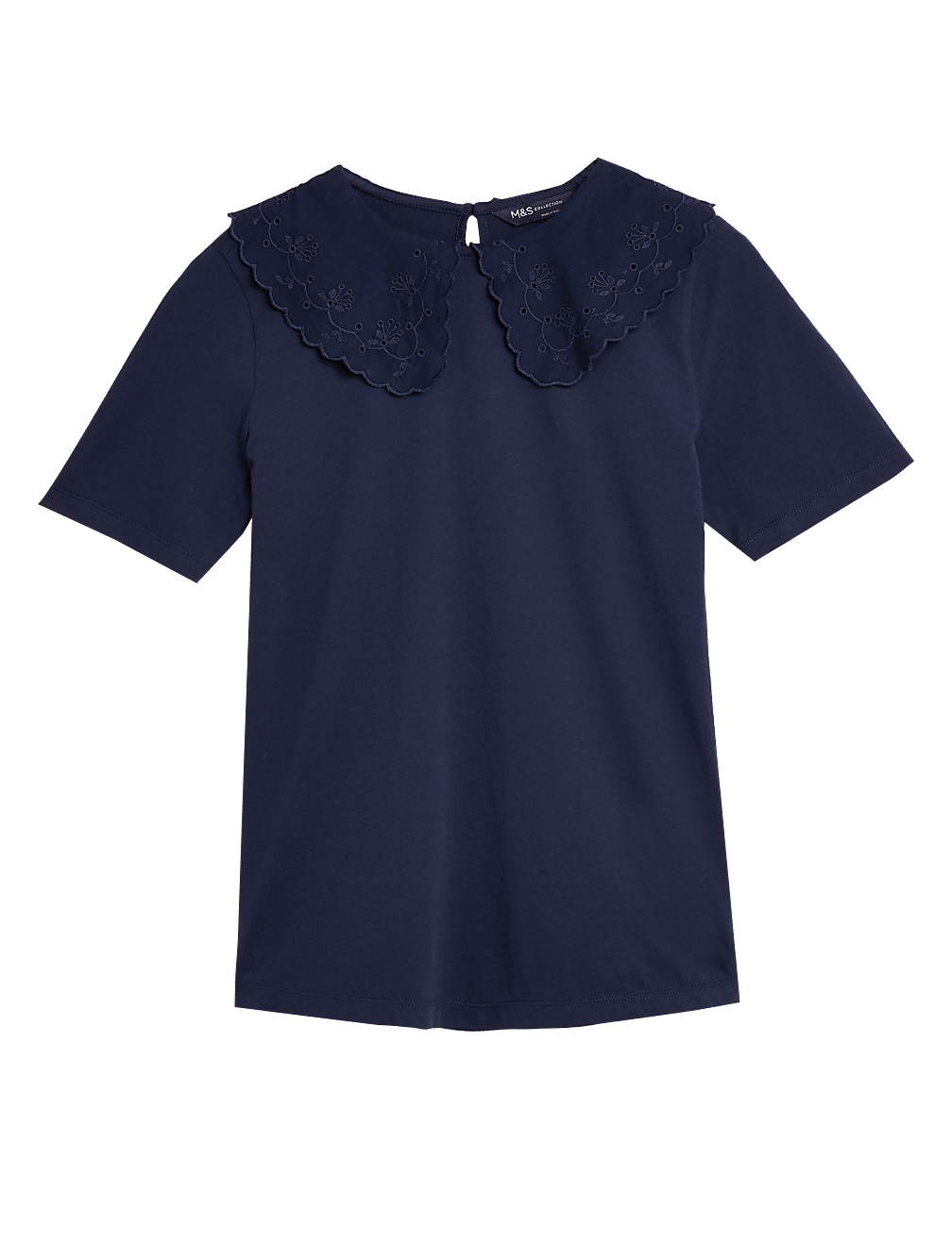 Pure Cotton Plain Peter Pan Collar Top