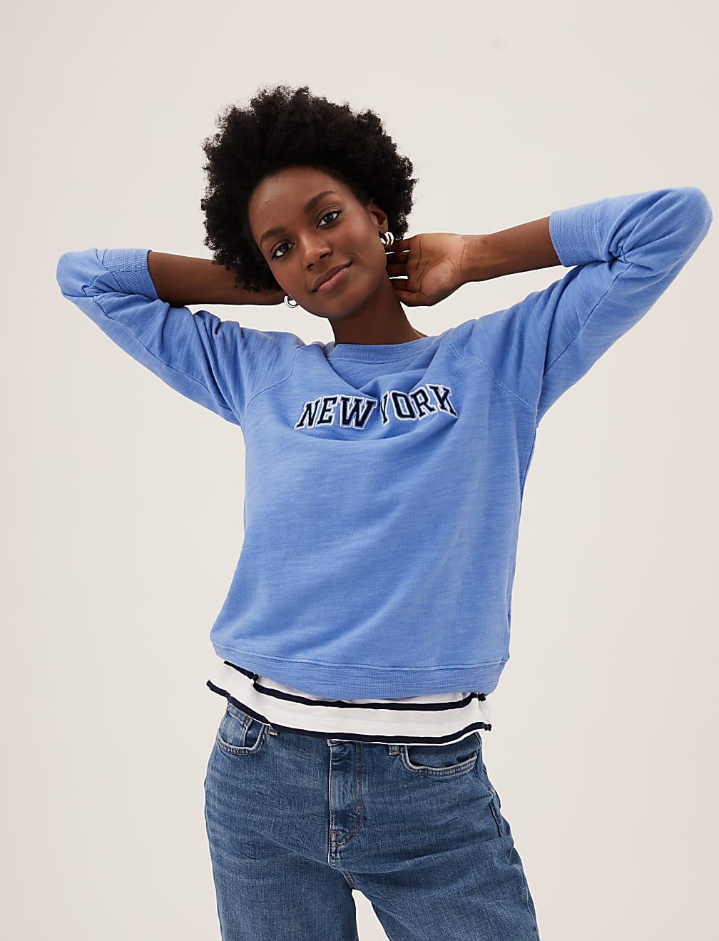 Pure Cotton Slogan Long Sleeve Sweatshirt