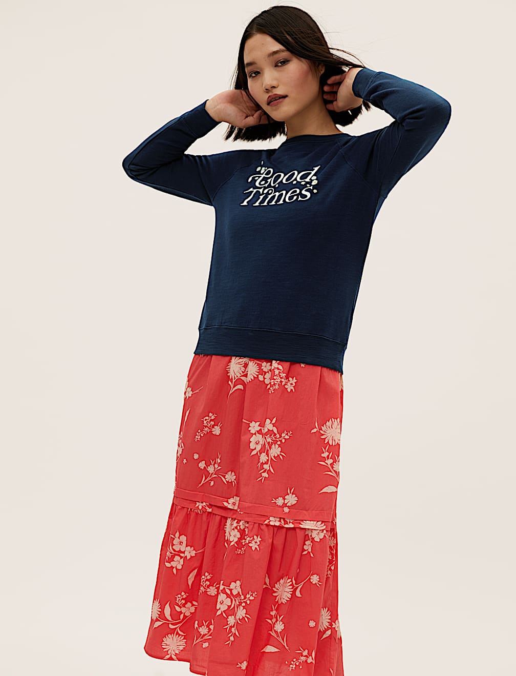 Pure Cotton Slogan Long Sleeve Sweatshirt