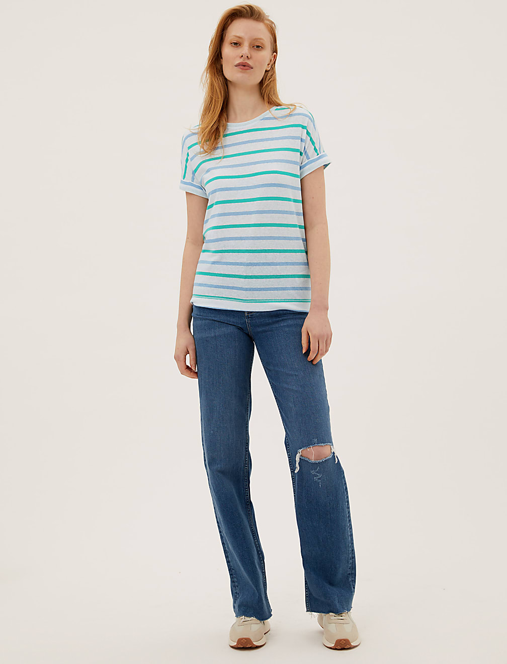 Linen Rich Striped T-Shirt