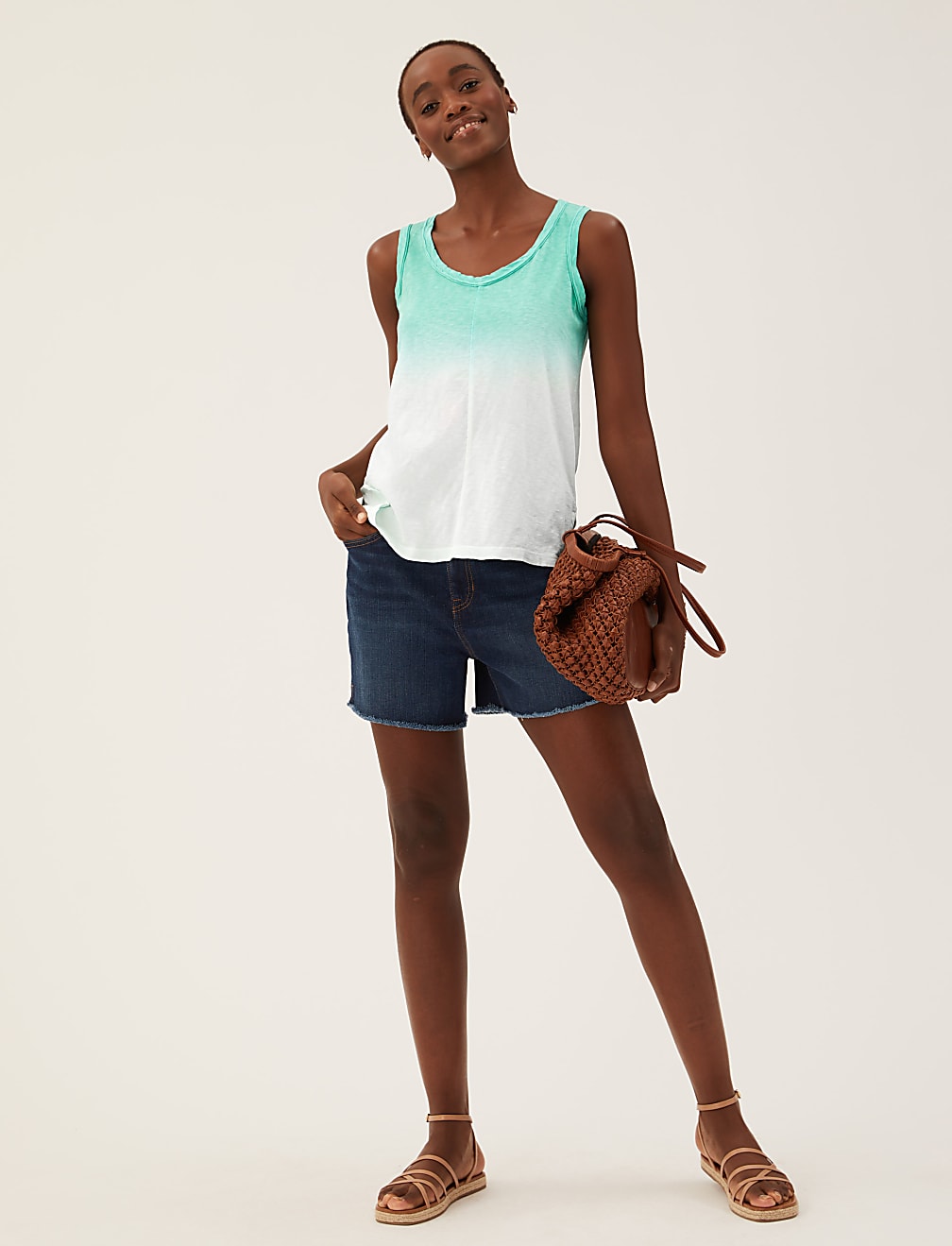 Pure Cotton Tie Dye Longline Vest Top