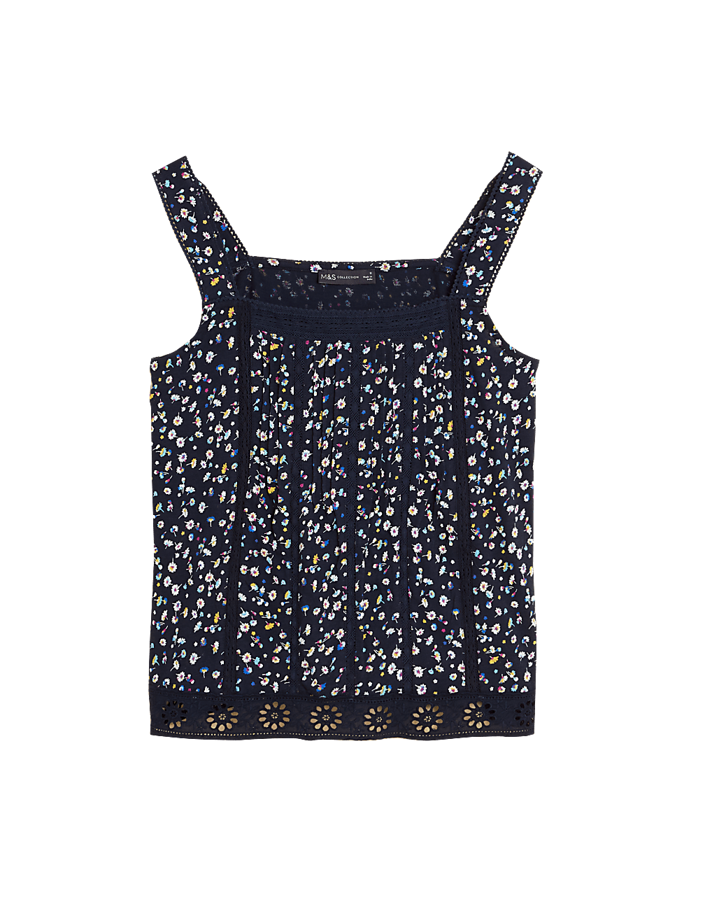 Pure Cotton Floral Square Neck Cami Top