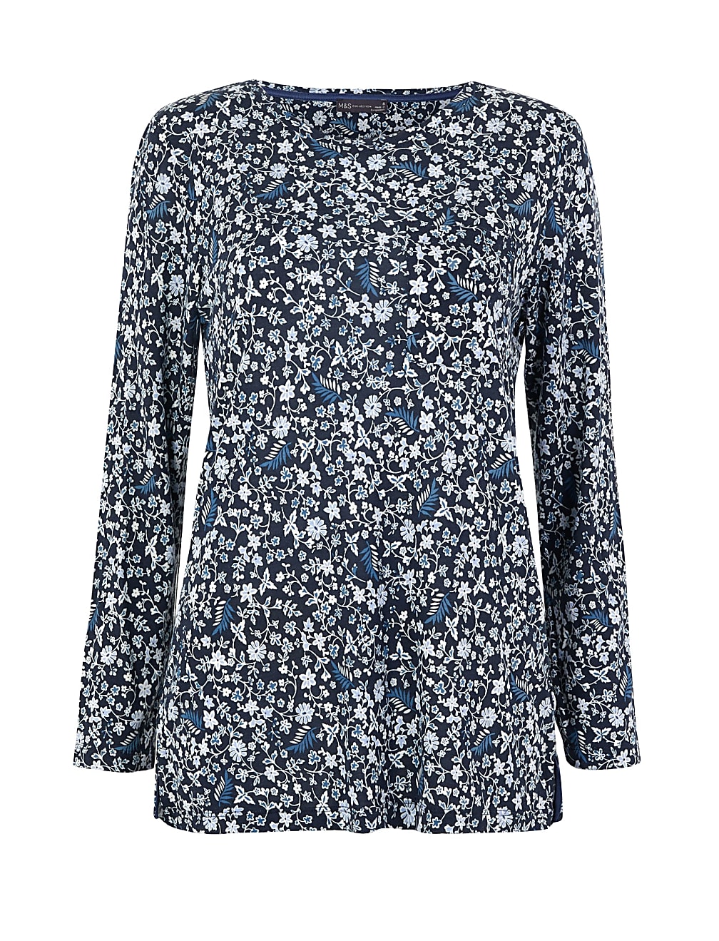 Floral Print Longline Long Sleeve Top