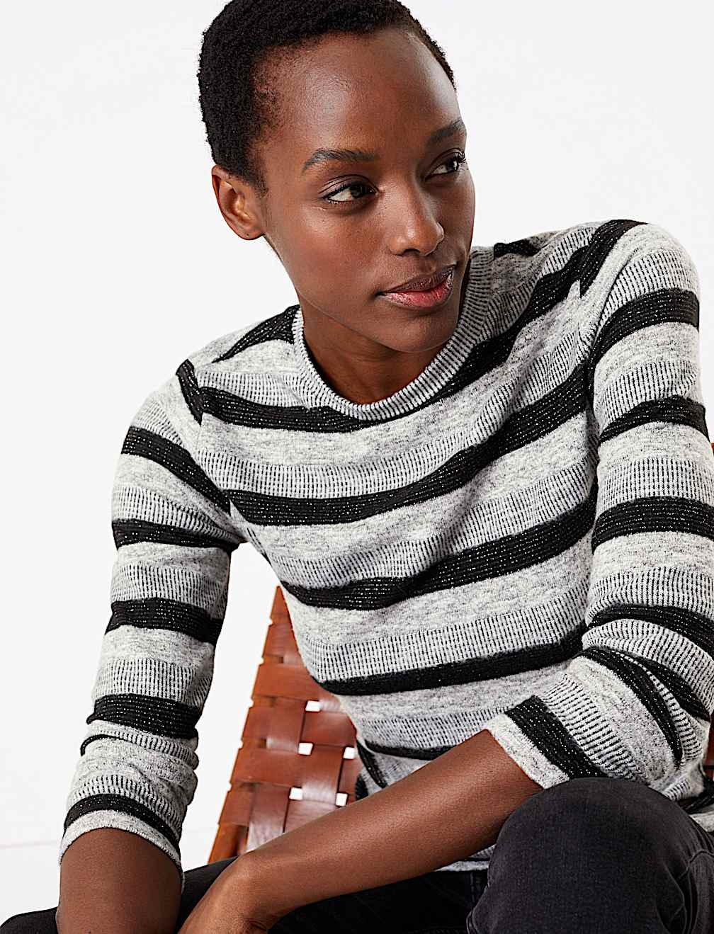 Sparkly Striped Straight Fit Sweatshirt