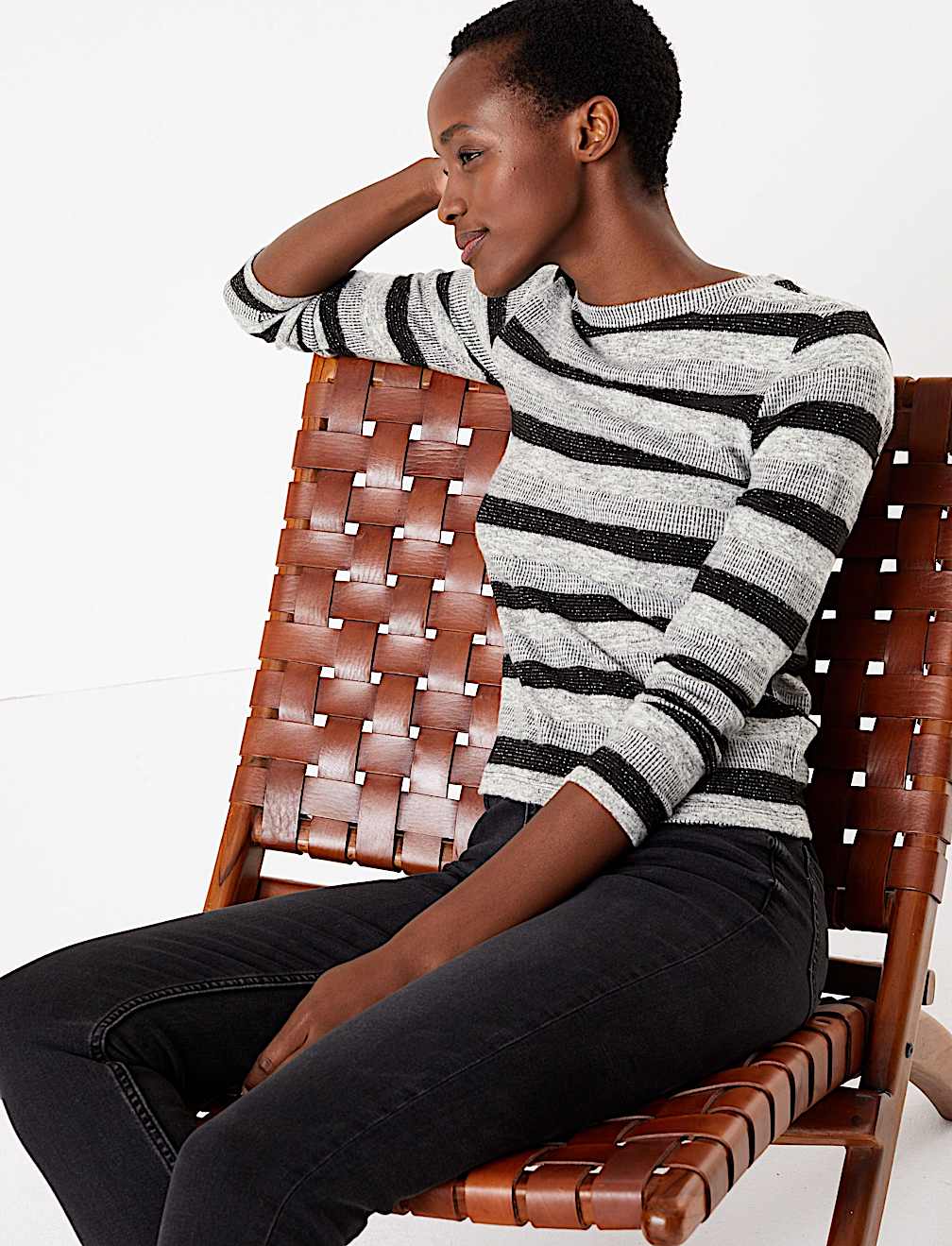 Sparkly Striped Straight Fit Sweatshirt