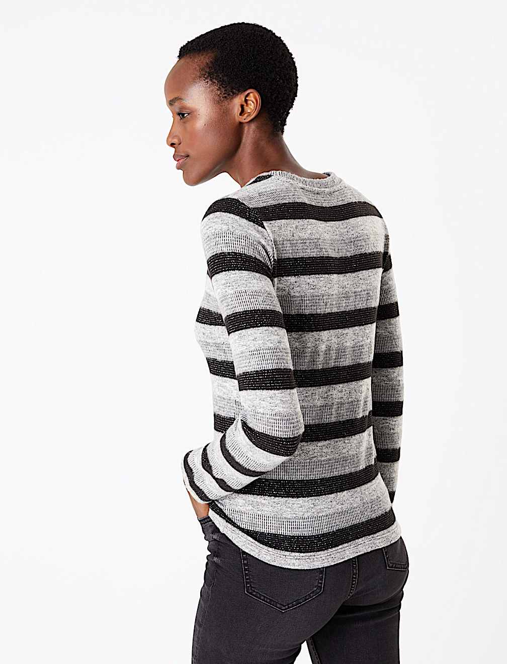 Sparkly Striped Straight Fit Sweatshirt