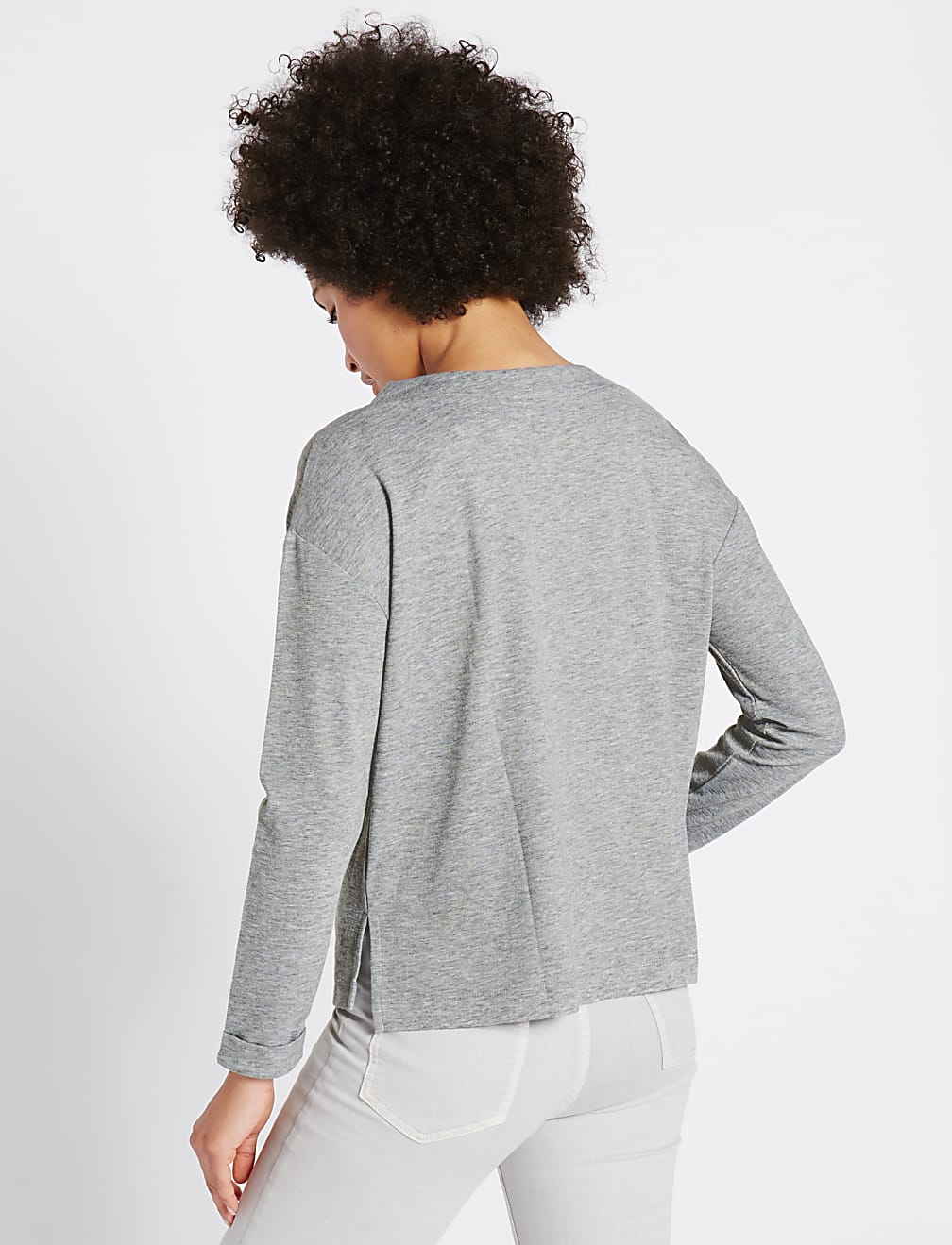 Printed Round Neck Long Sleeve Sweatshirt