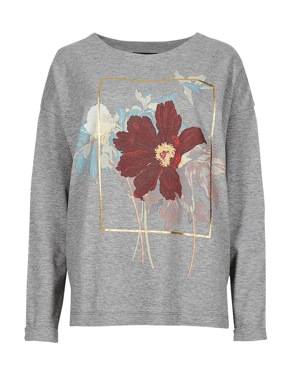 Printed Round Neck Long Sleeve Sweatshirt