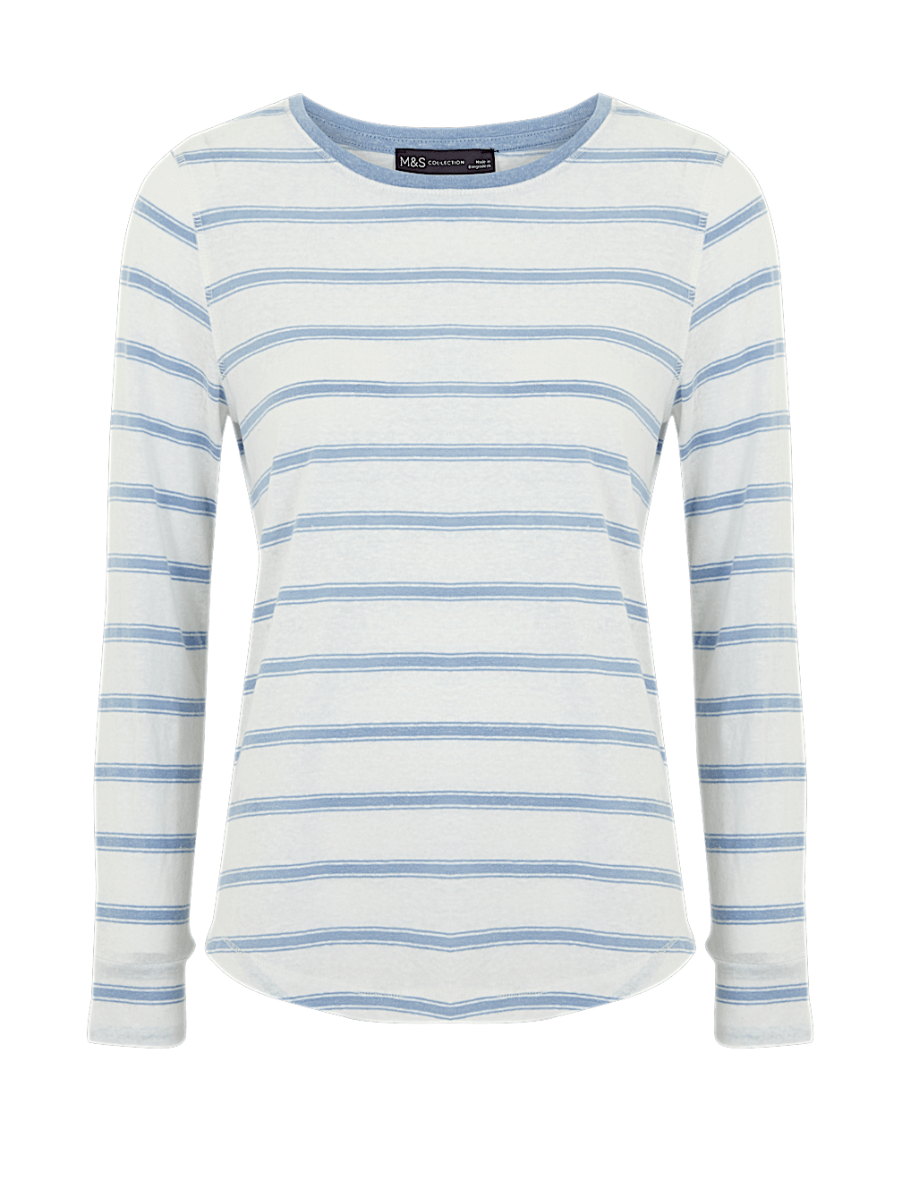 Linen Striped Straight Fit Long Sleeve Top
