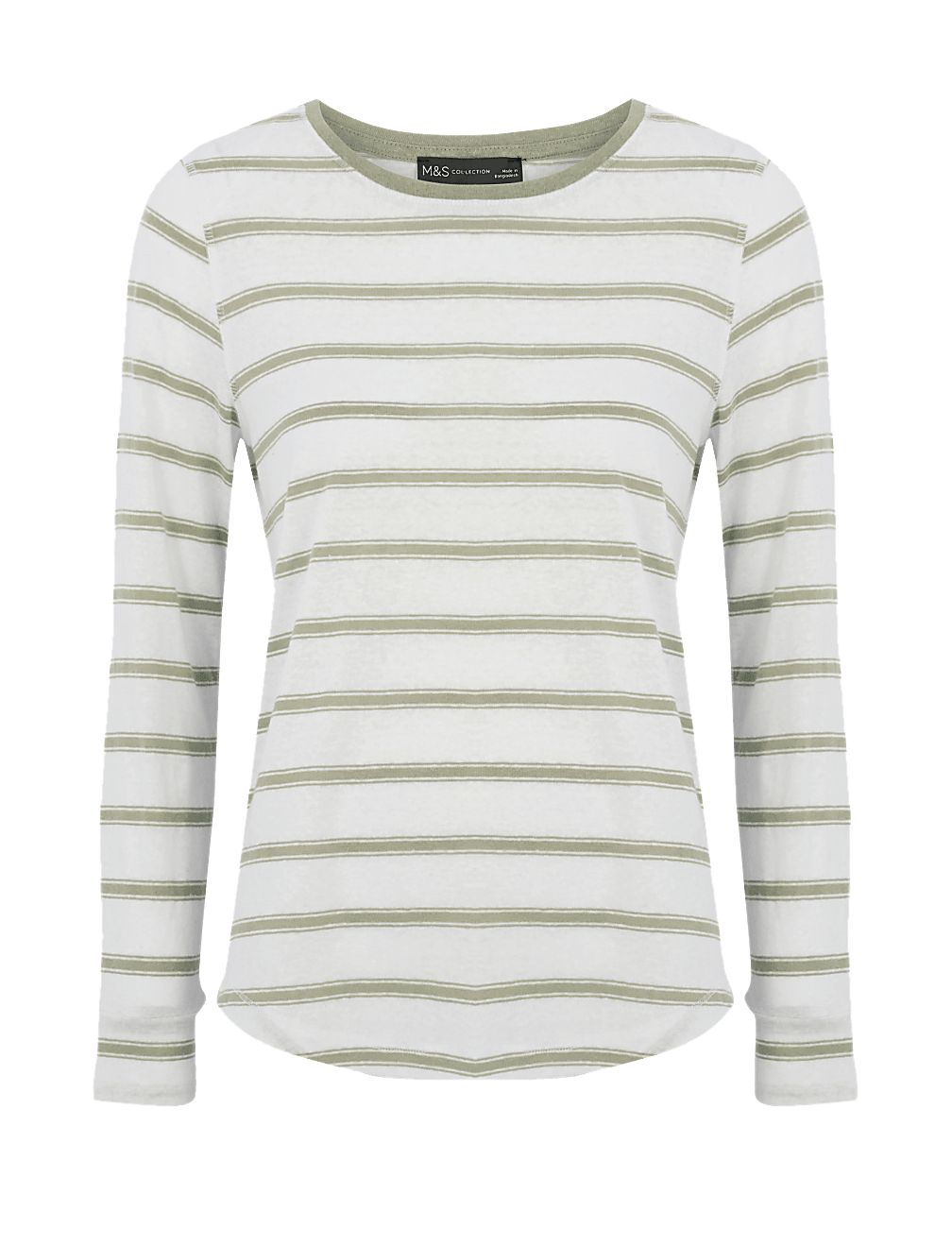 Linen Striped Straight Fit Long Sleeve Top